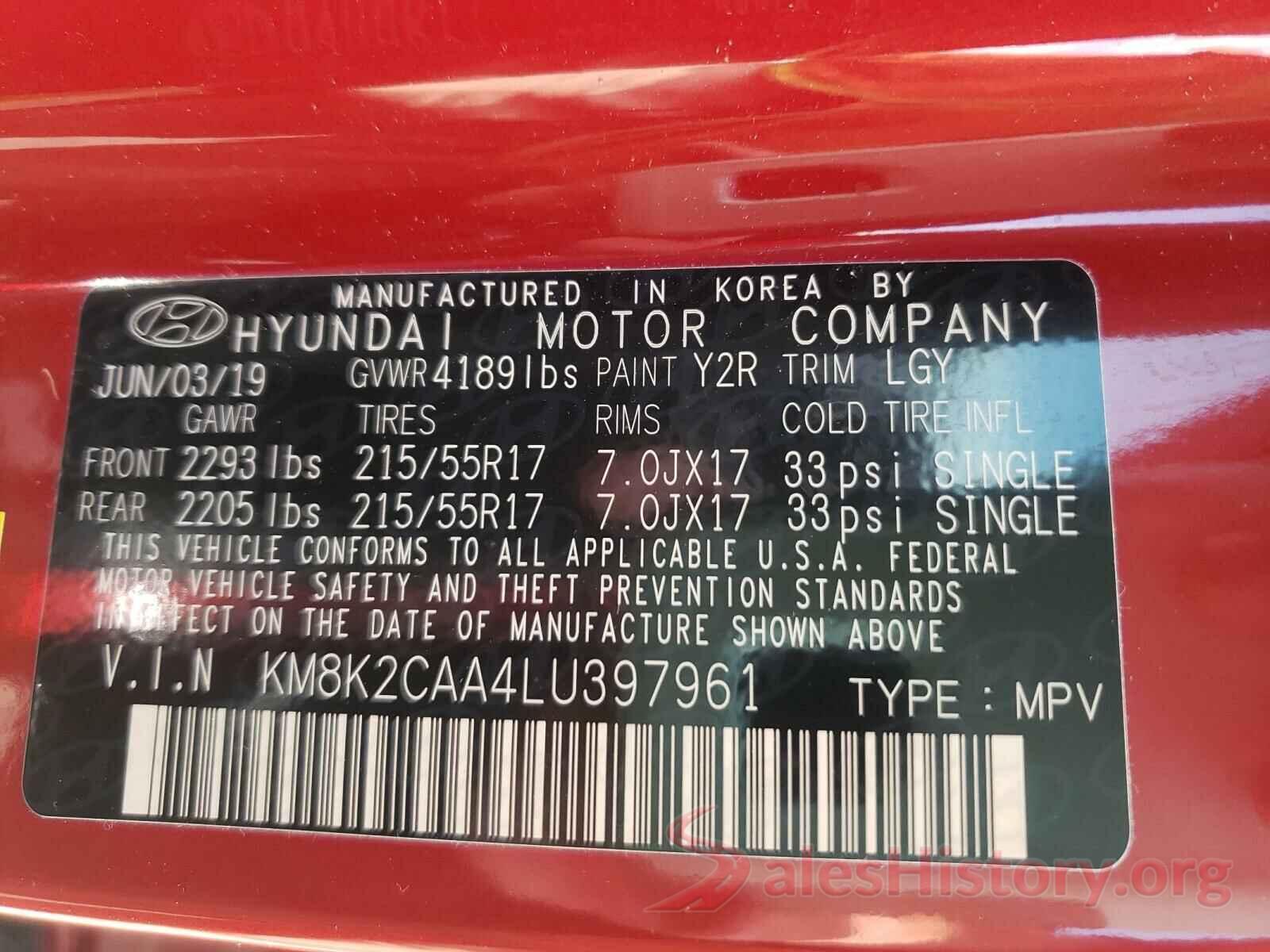 KM8K2CAA4LU397961 2020 HYUNDAI KONA