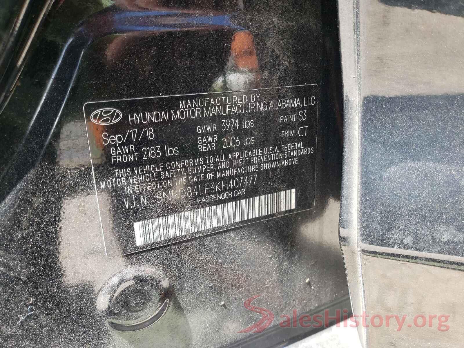 5NPD84LF3KH407477 2019 HYUNDAI ELANTRA