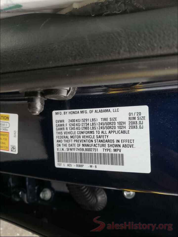 5FNYF7H59LB002751 2020 HONDA PASSPORT