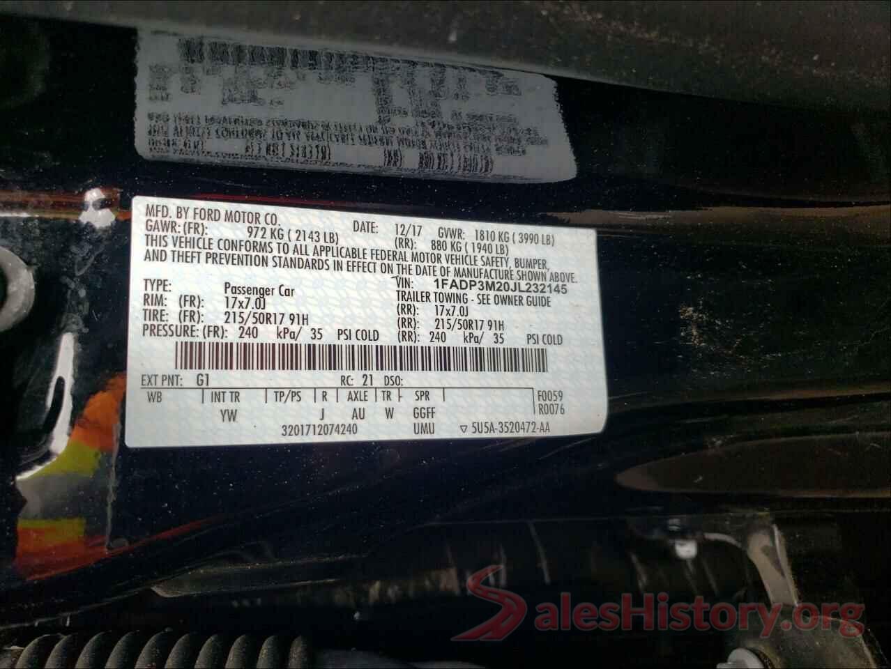 1FADP3M20JL232145 2018 FORD FOCUS