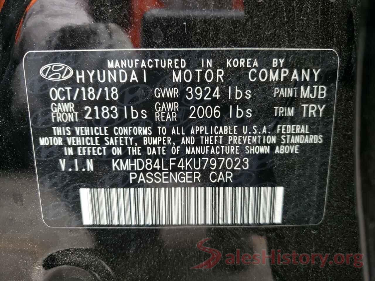 KMHD84LF4KU797023 2019 HYUNDAI ELANTRA