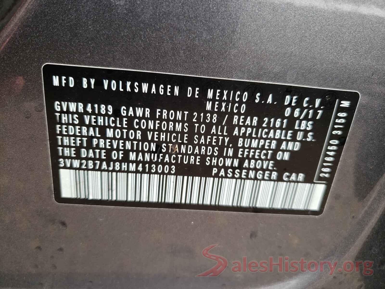 3VW2B7AJ8HM413003 2017 VOLKSWAGEN JETTA