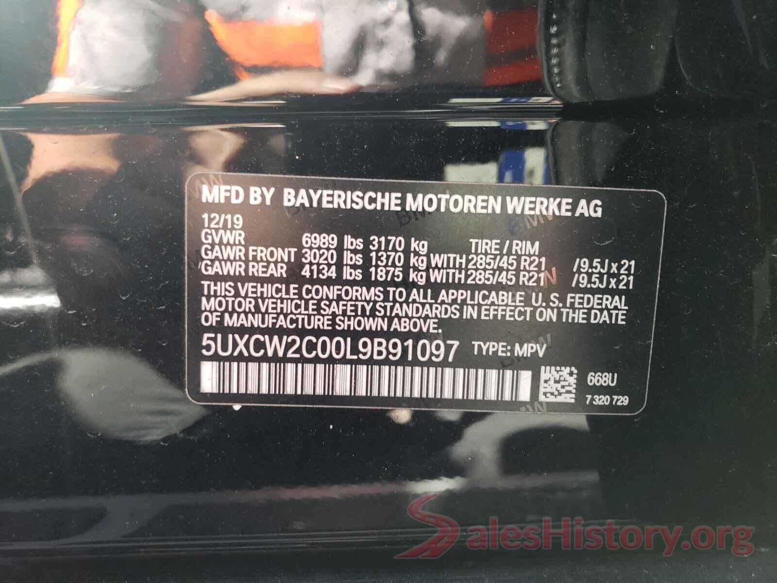 5UXCW2C00L9B91097 2020 BMW X7