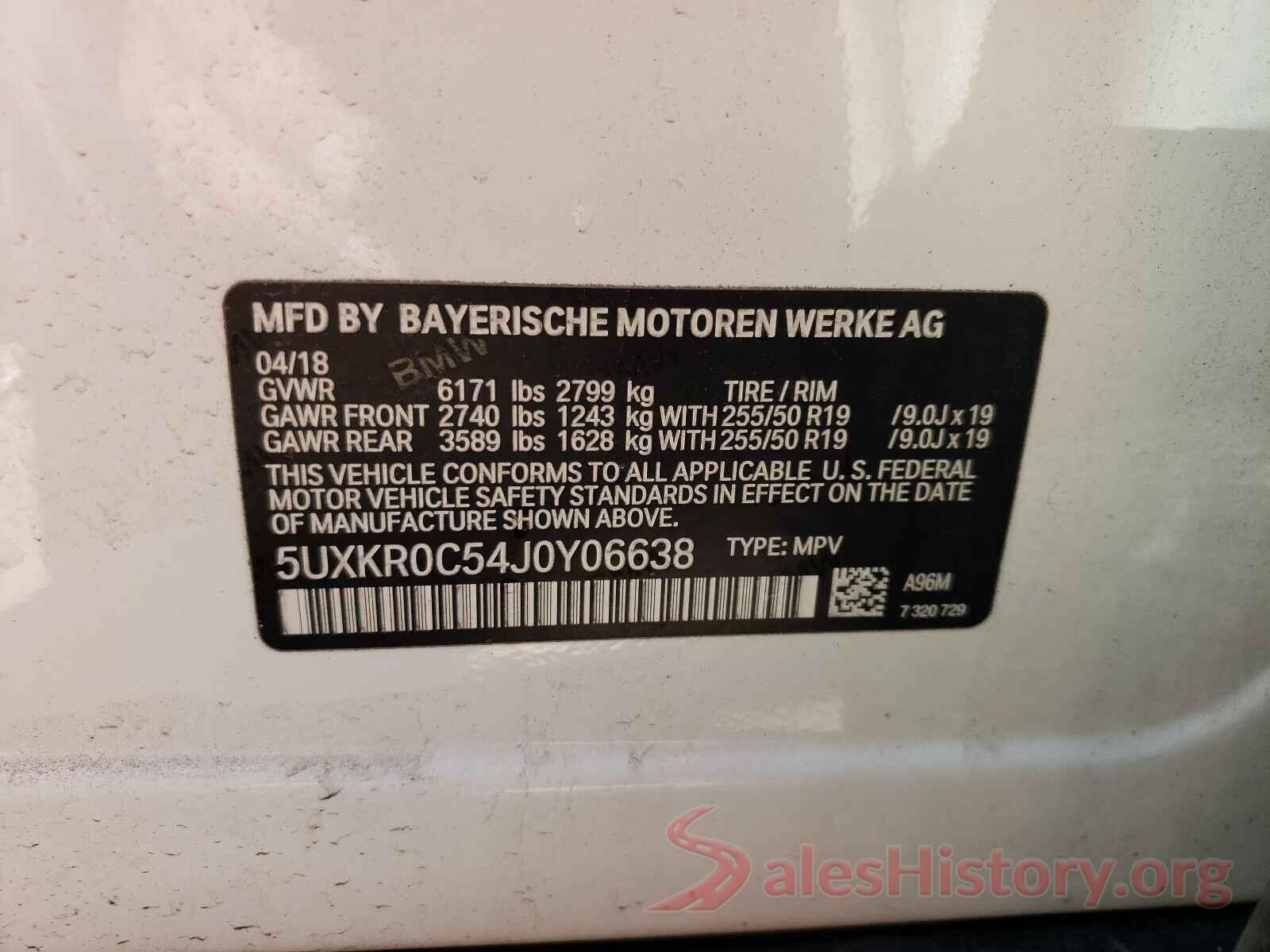 5UXKR0C54J0Y06638 2018 BMW X5