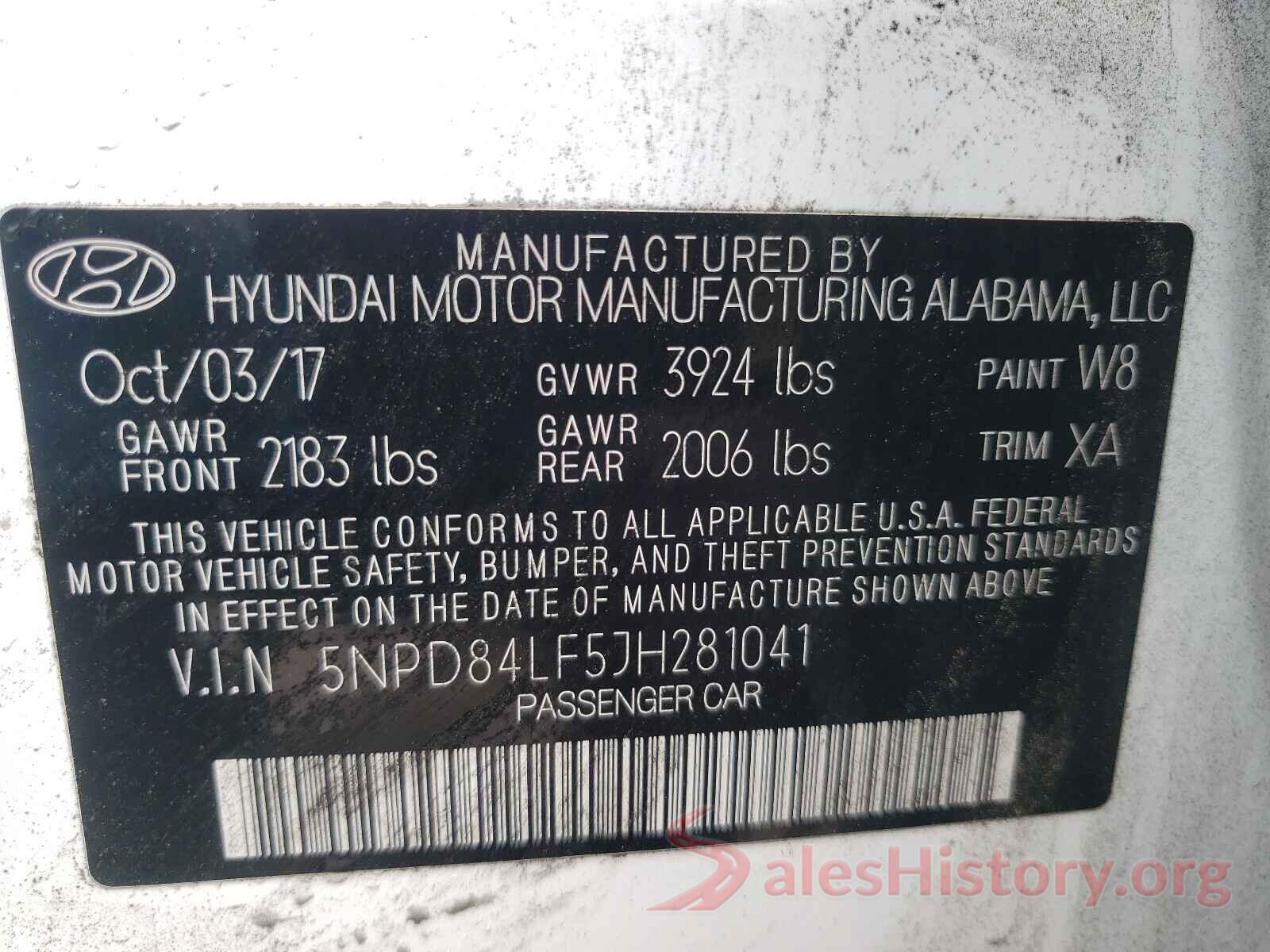 5NPD84LF5JH281041 2018 HYUNDAI ELANTRA