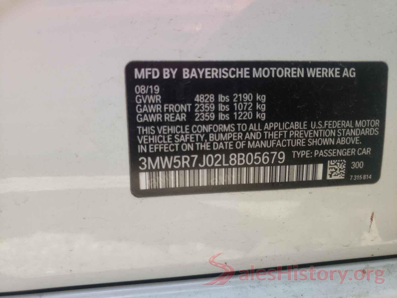 3MW5R7J02L8B05679 2020 BMW 3 SERIES