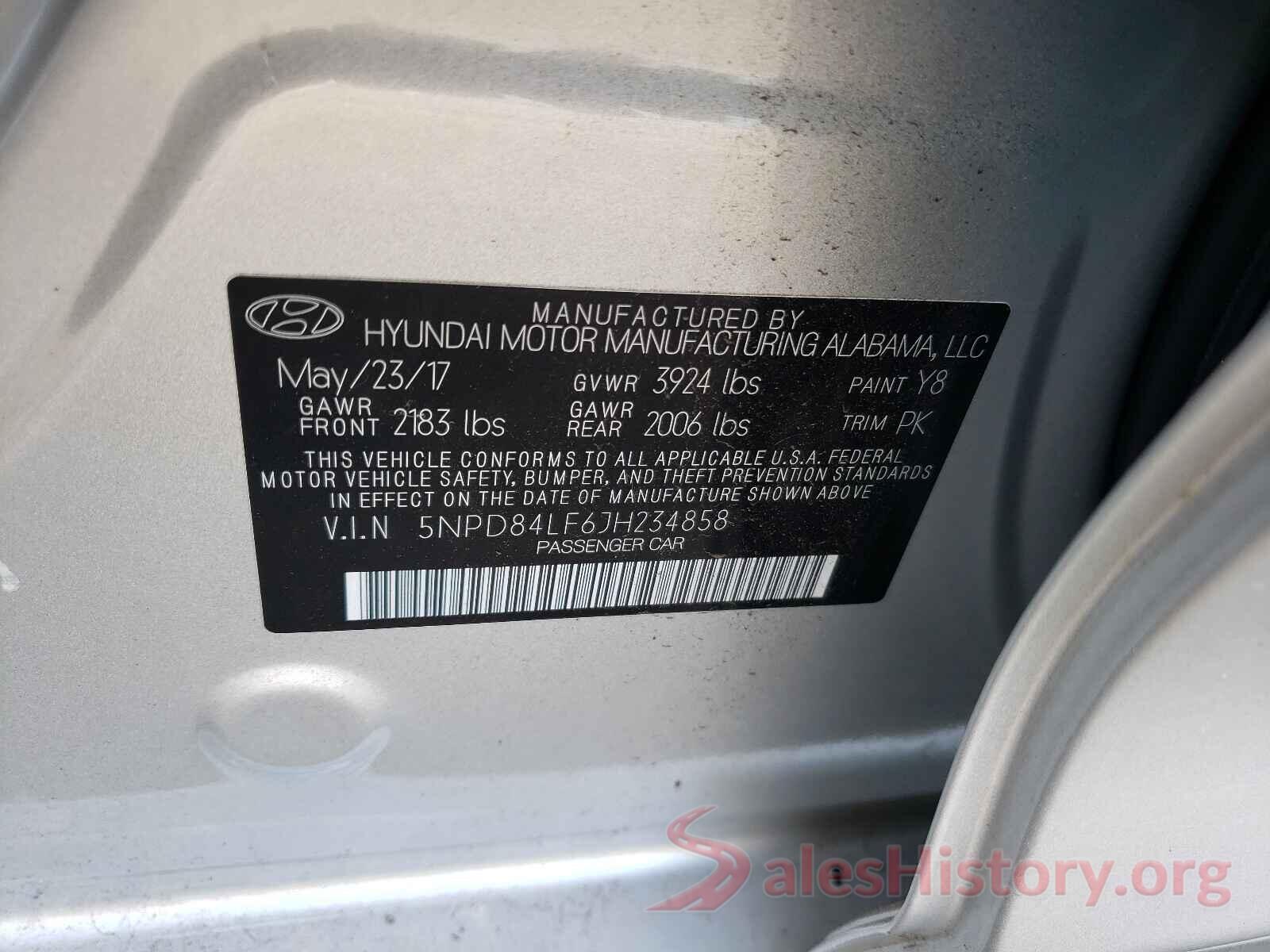 5NPD84LF6JH234858 2018 HYUNDAI ELANTRA