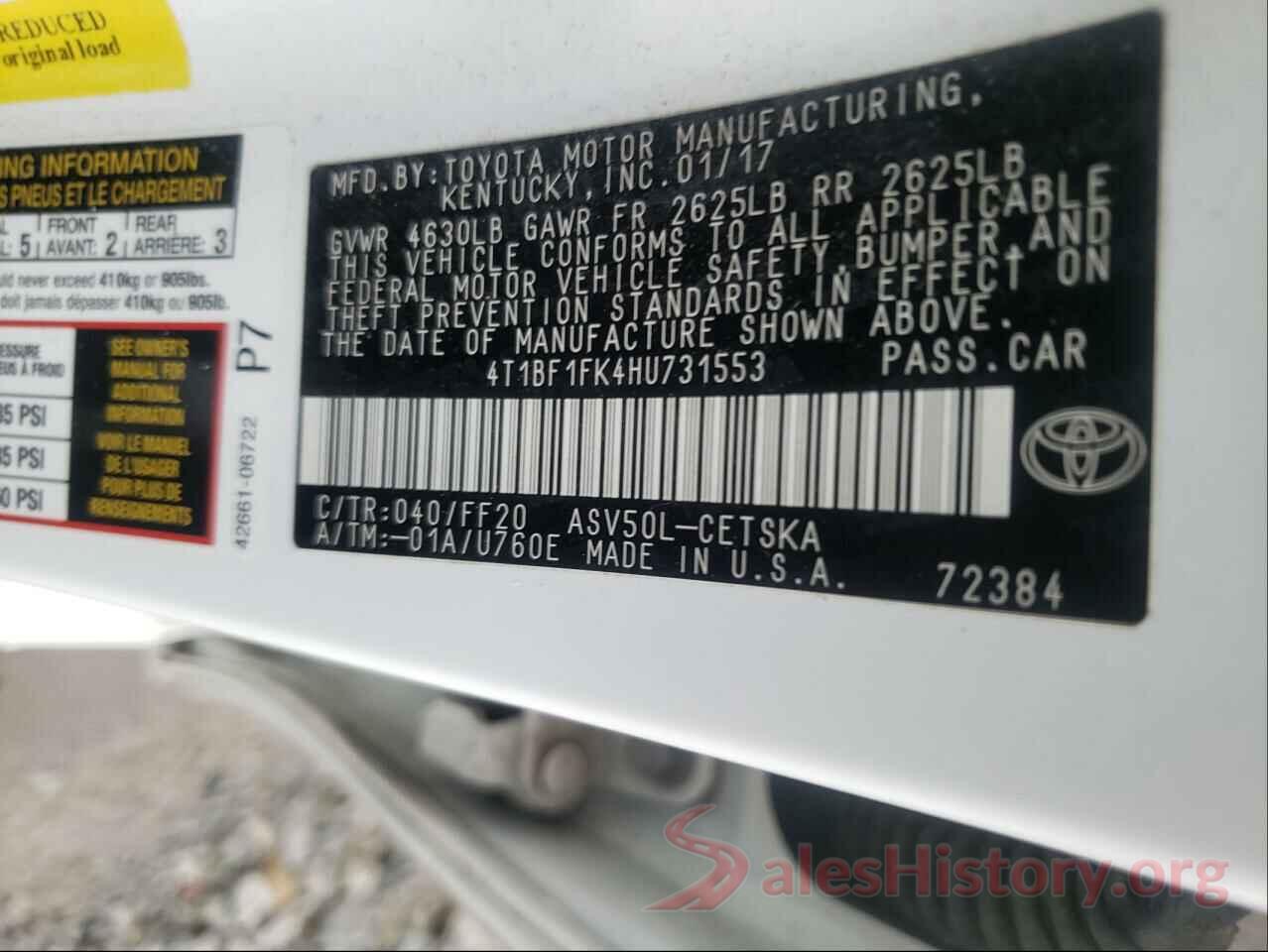 4T1BF1FK4HU731553 2017 TOYOTA CAMRY