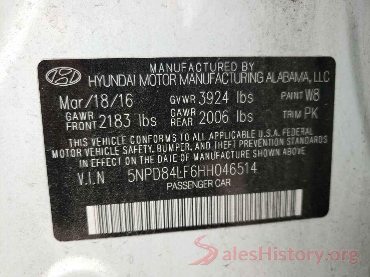 5NPD84LF6HH046514 2017 HYUNDAI ELANTRA