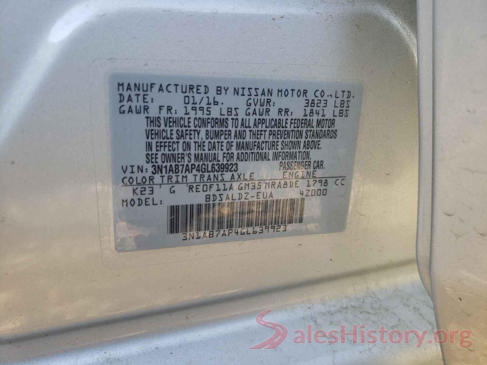 3N1AB7AP4GL639923 2016 NISSAN SENTRA