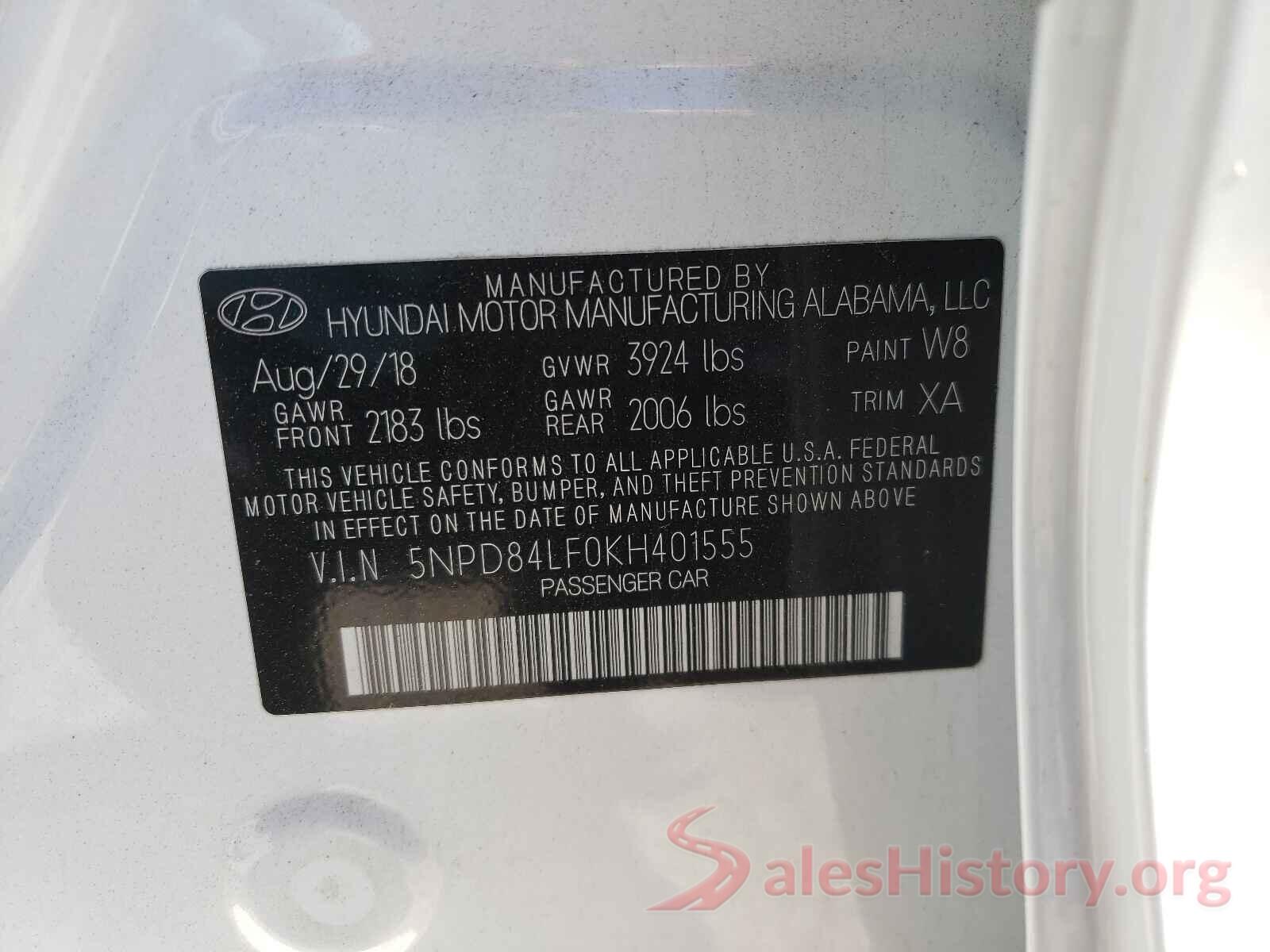 5NPD84LF0KH401555 2019 HYUNDAI ELANTRA