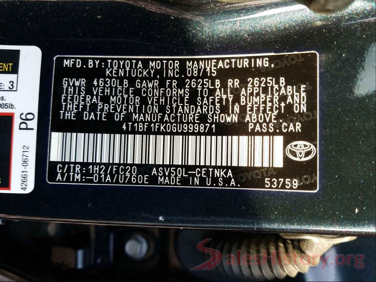 4T1BF1FK0GU999871 2016 TOYOTA CAMRY