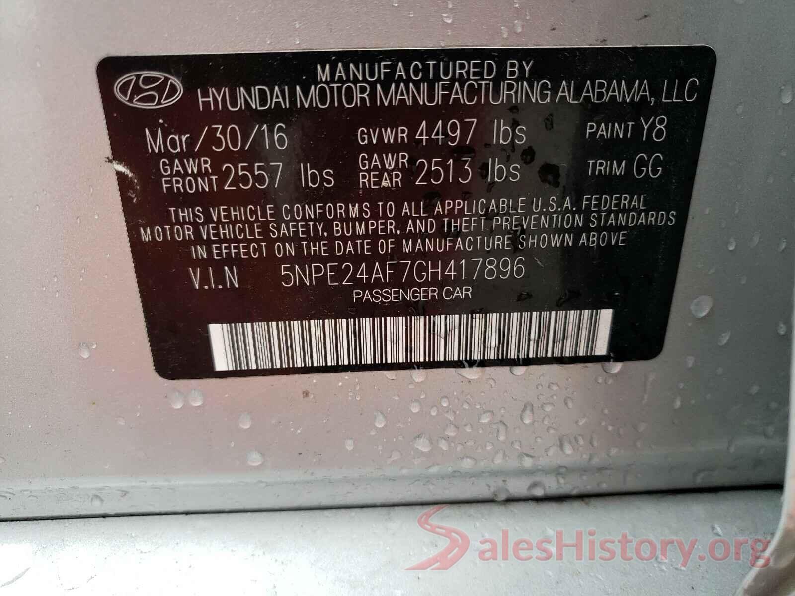 5NPE24AF7GH417896 2016 HYUNDAI SONATA