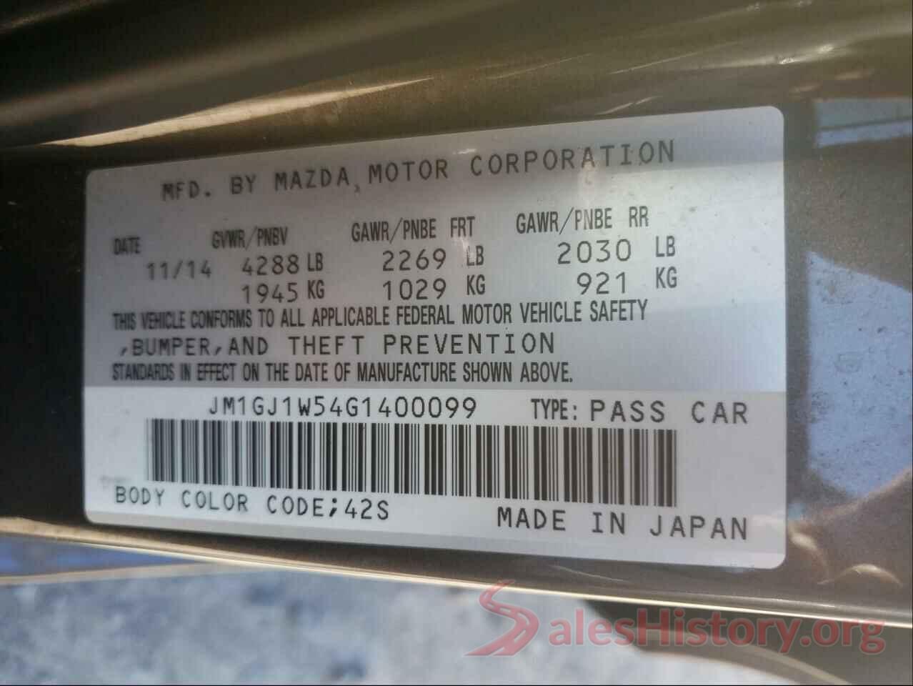 JM1GJ1W54G1400099 2016 MAZDA 6