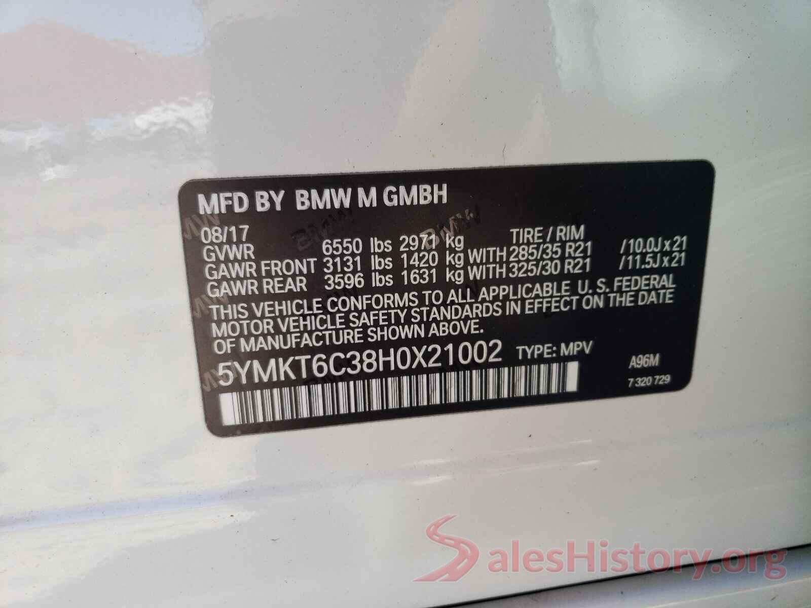 5YMKT6C38H0X21002 2017 BMW X5