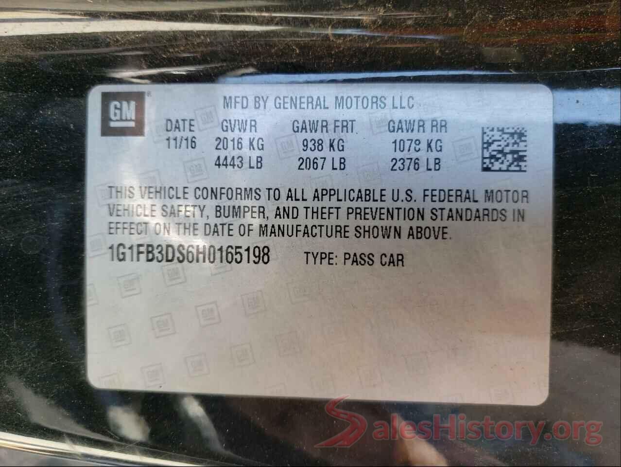 1G1FB3DS6H0165198 2017 CHEVROLET CAMARO