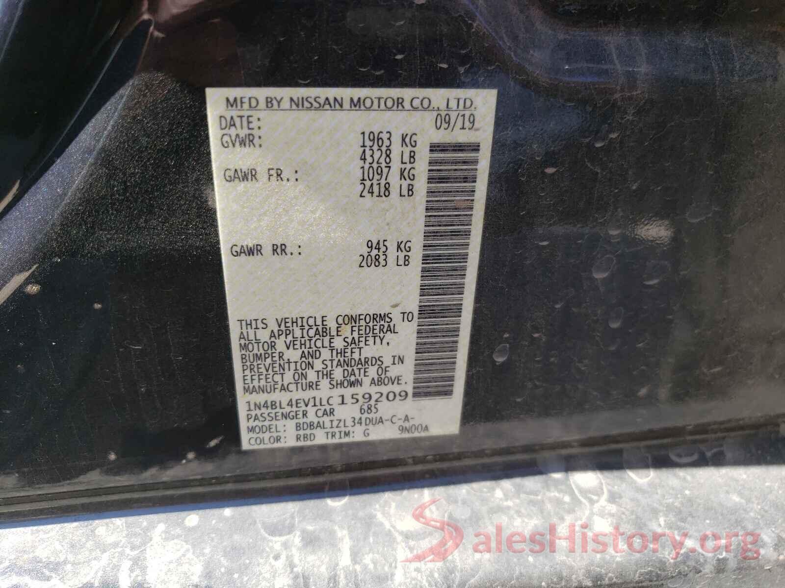 1N4BL4EV1LC159209 2020 NISSAN ALTIMA