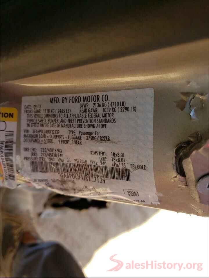 3FA6P0LU4JR132139 2018 FORD FUSION