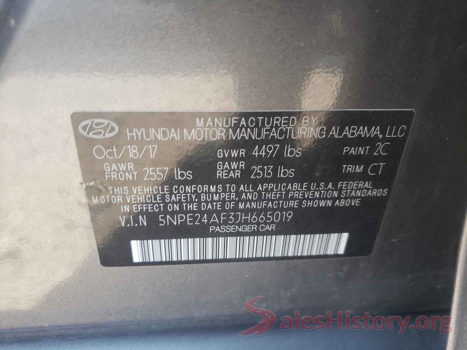 5NPE24AF3JH665019 2018 HYUNDAI SONATA