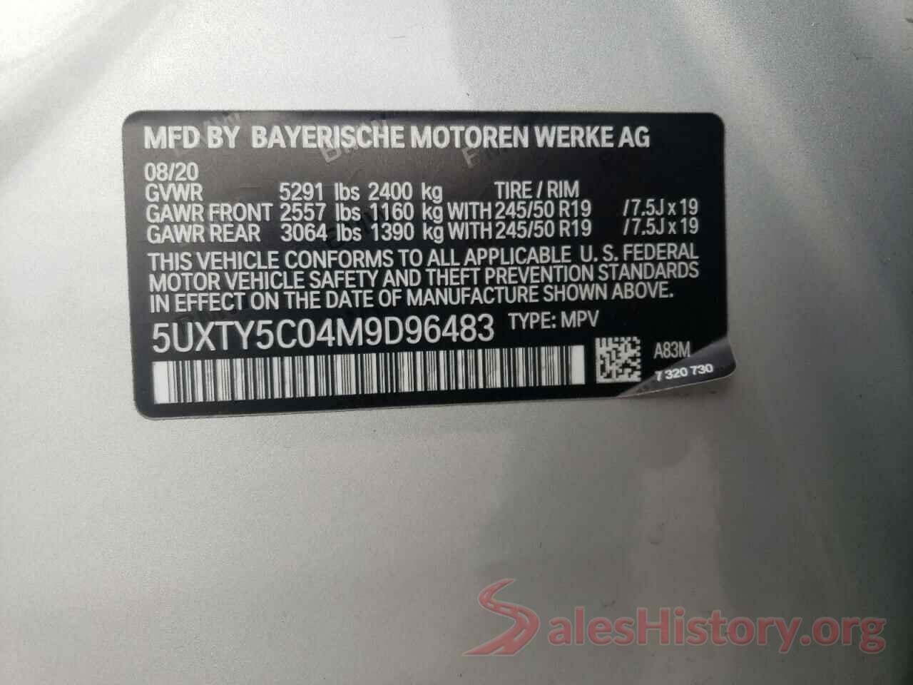 5UXTY5C04M9D96483 2021 BMW X3