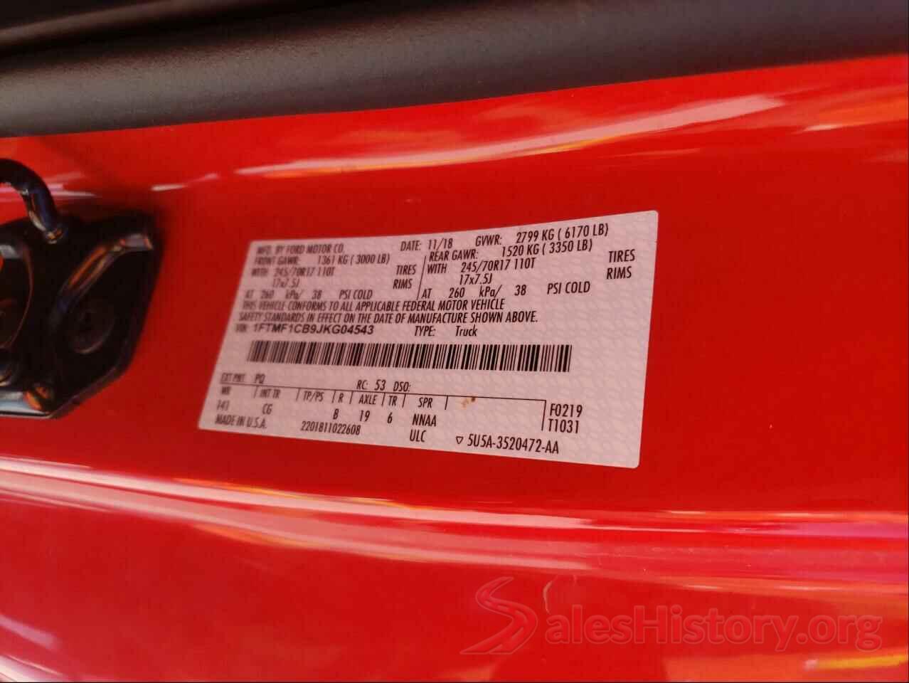 1FTMF1CB9JKG04543 2018 FORD F150