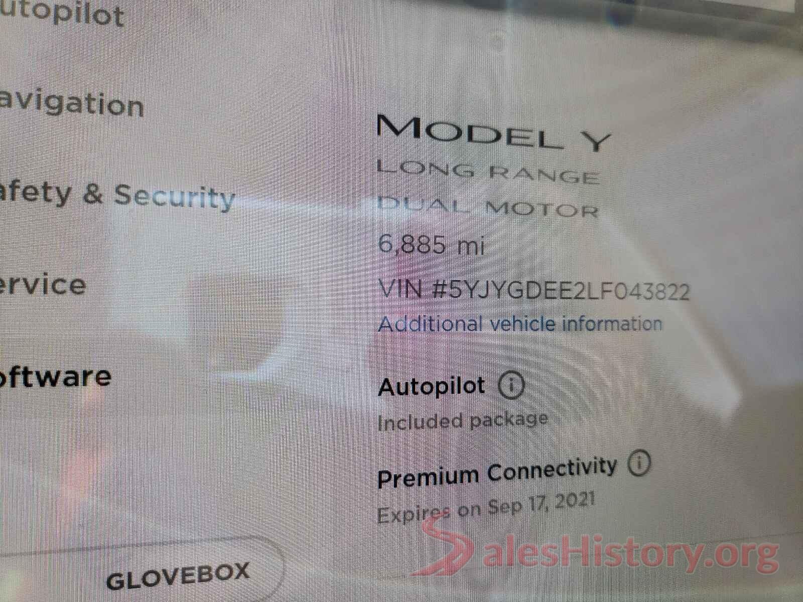 5YJYGDEE2LF043822 2020 TESLA MODEL Y