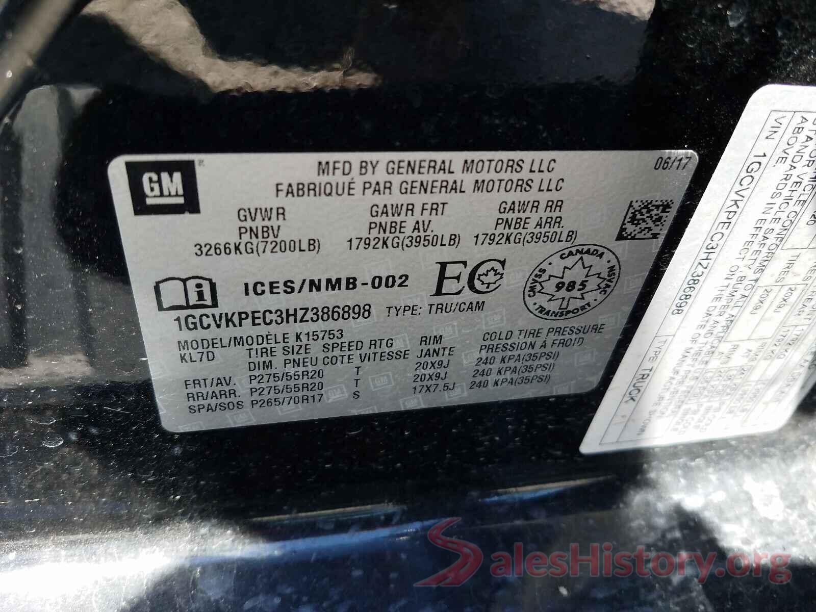 1GCVKPEC3HZ386898 2017 CHEVROLET SILVERADO