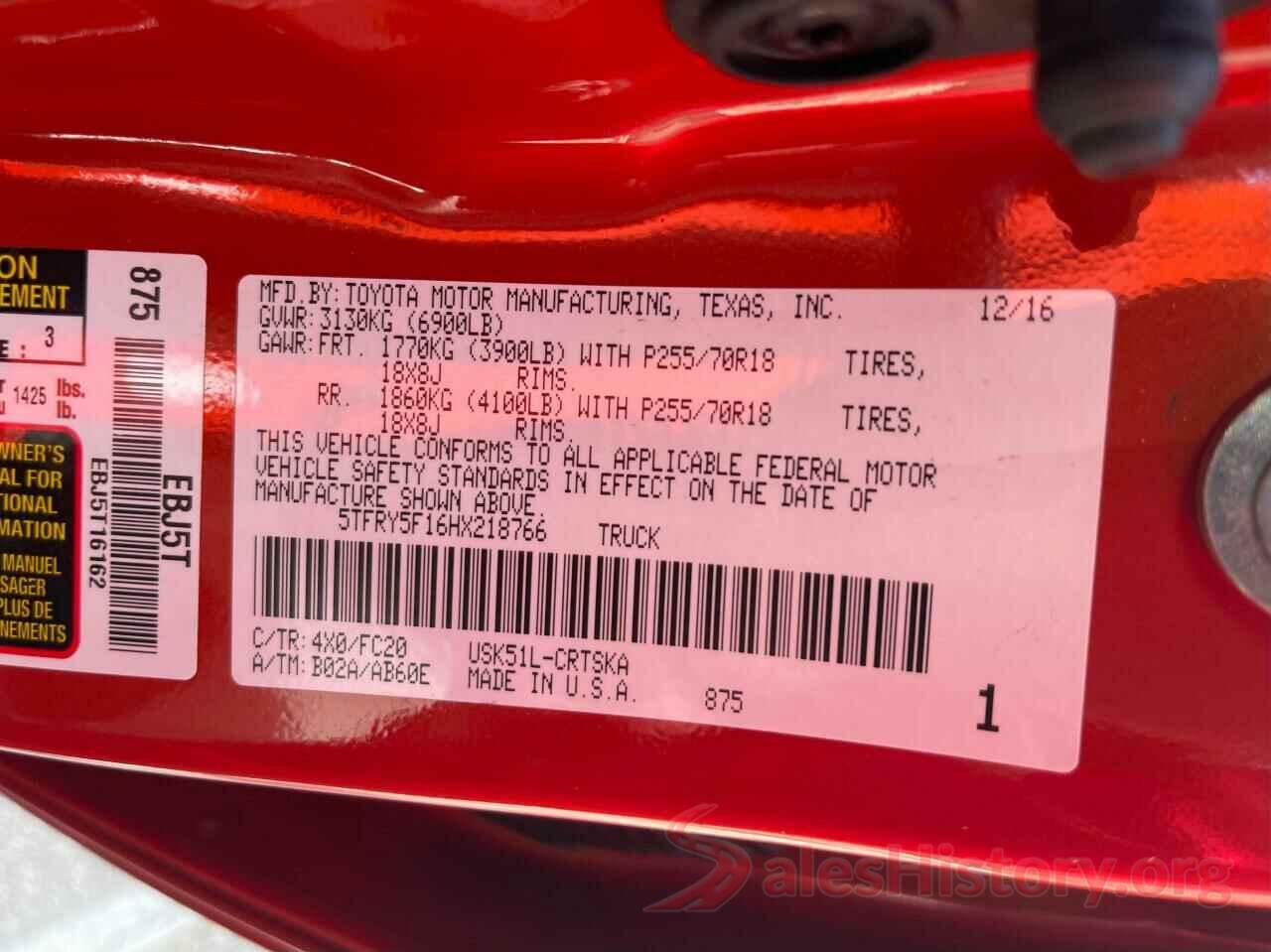 5TFRY5F16HX218766 2017 TOYOTA TUNDRA