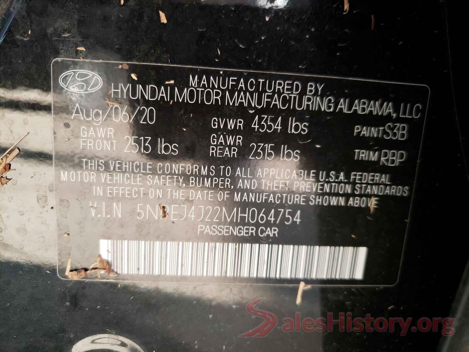 5NPEJ4J22MH064754 2021 HYUNDAI SONATA