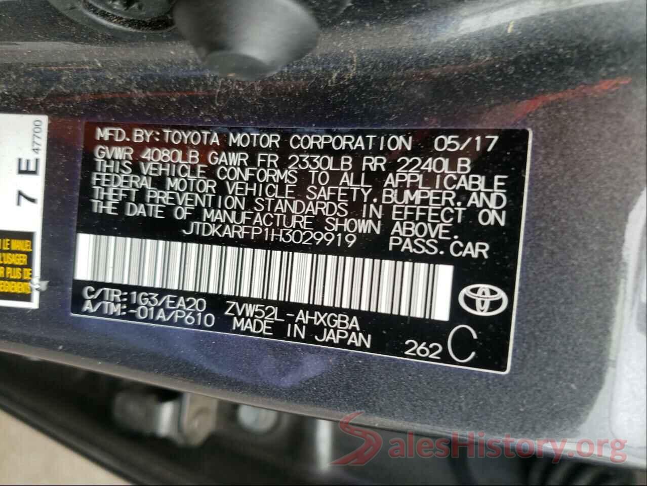 JTDKARFP1H3029919 2017 TOYOTA PRIUS