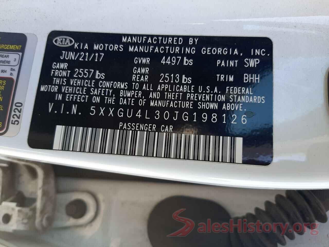 5XXGU4L30JG198126 2018 KIA OPTIMA