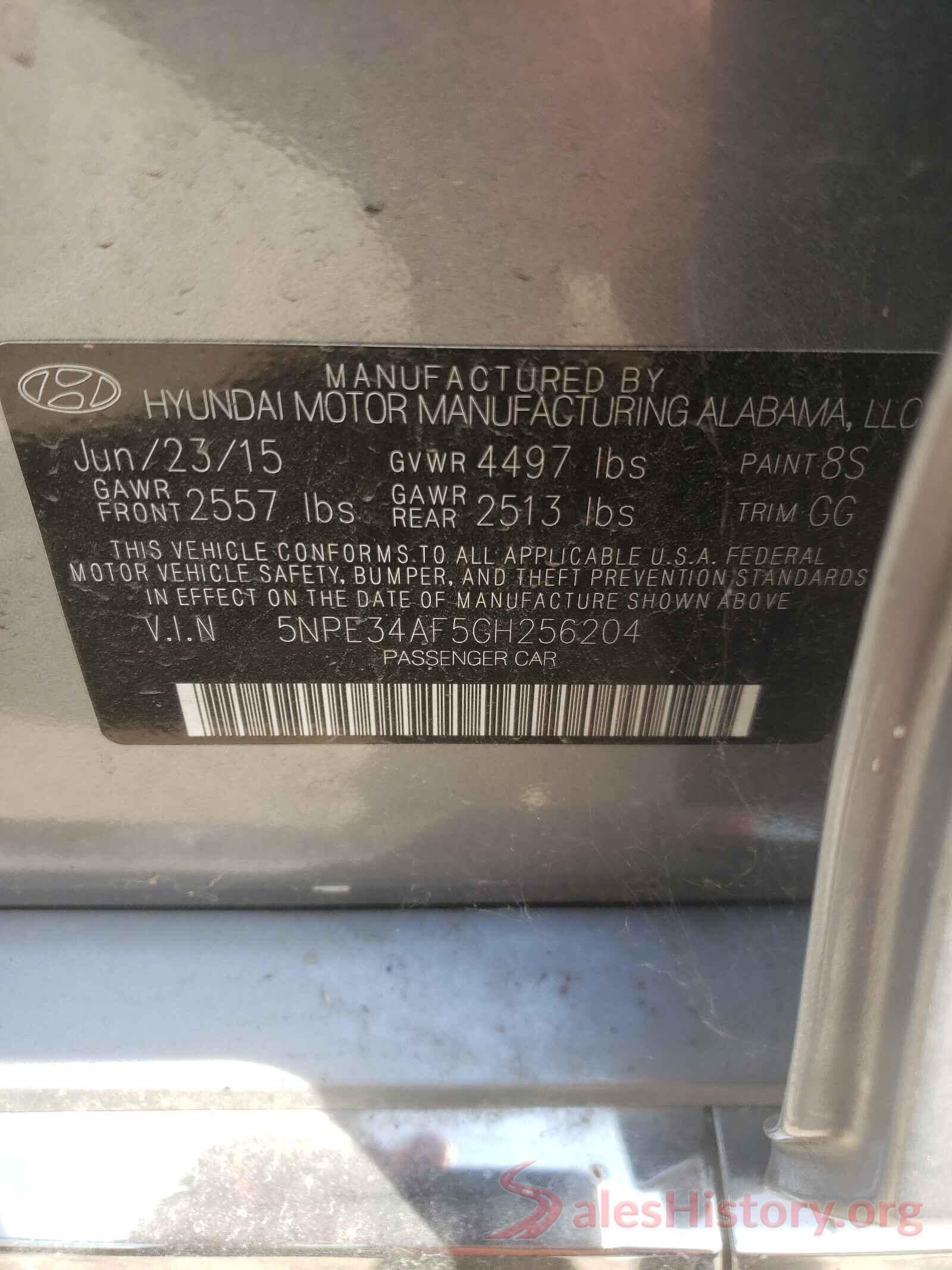 5NPE34AF5GH256204 2016 HYUNDAI SONATA