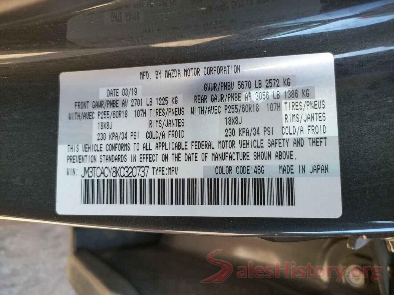 JM3TCACY8K0320737 2019 MAZDA CX-9