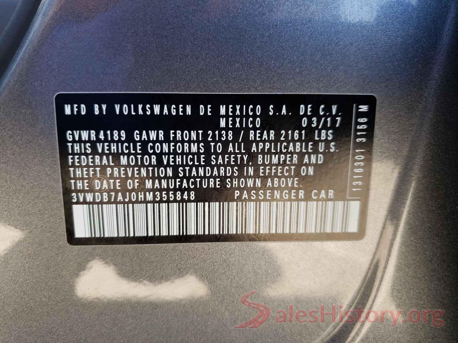 3VWDB7AJ0HM355848 2017 VOLKSWAGEN JETTA