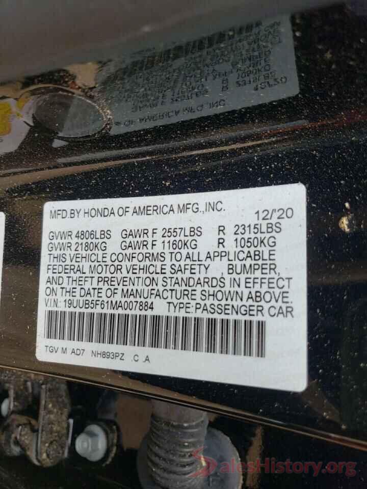 19UUB5F61MA007884 2021 ACURA TLX