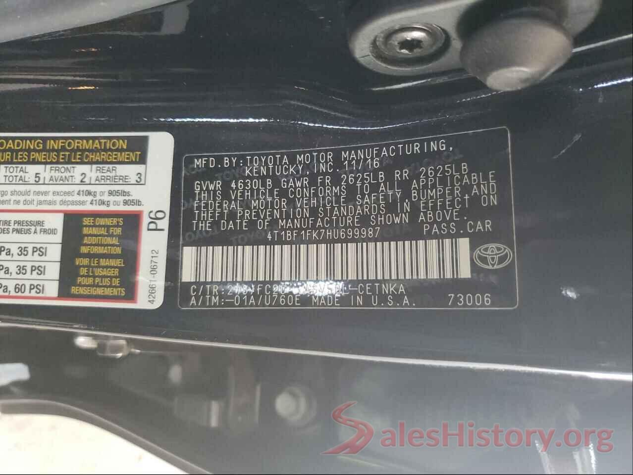 4T1BF1FK7HU699987 2017 TOYOTA CAMRY