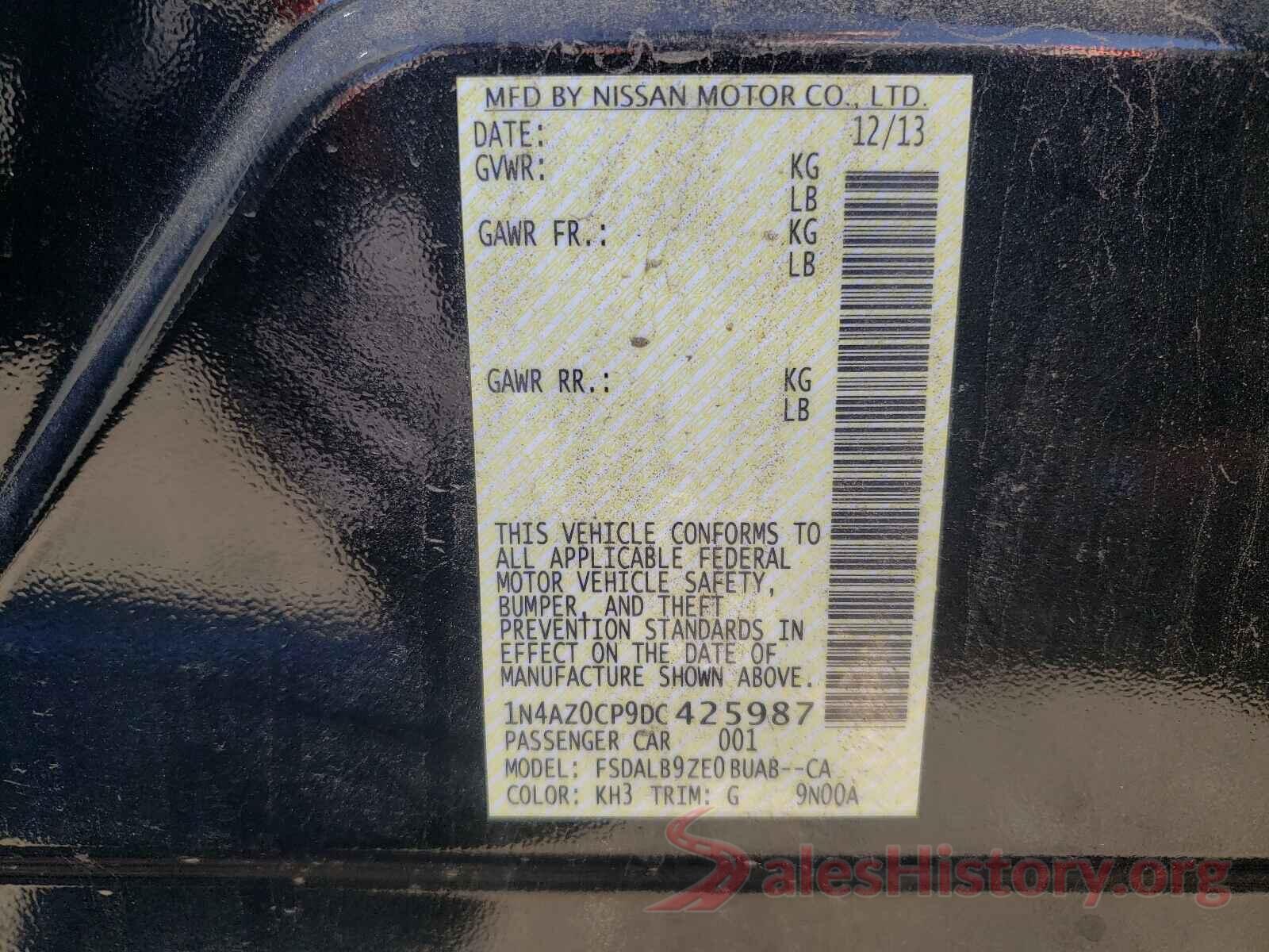 1N4AZ0CP9DC425987 2013 NISSAN LEAF