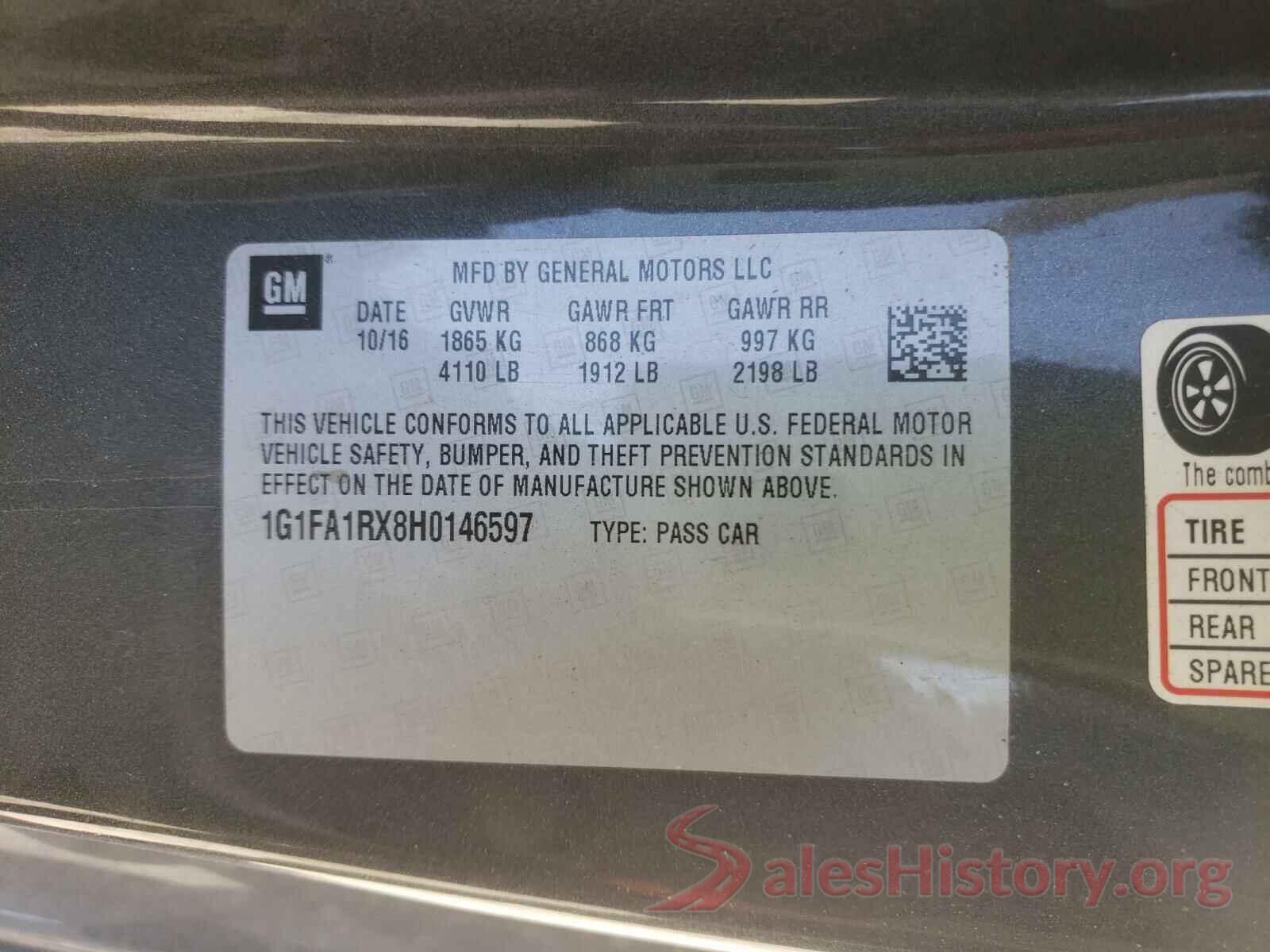 1G1FA1RX8H0146597 2017 CHEVROLET CAMARO