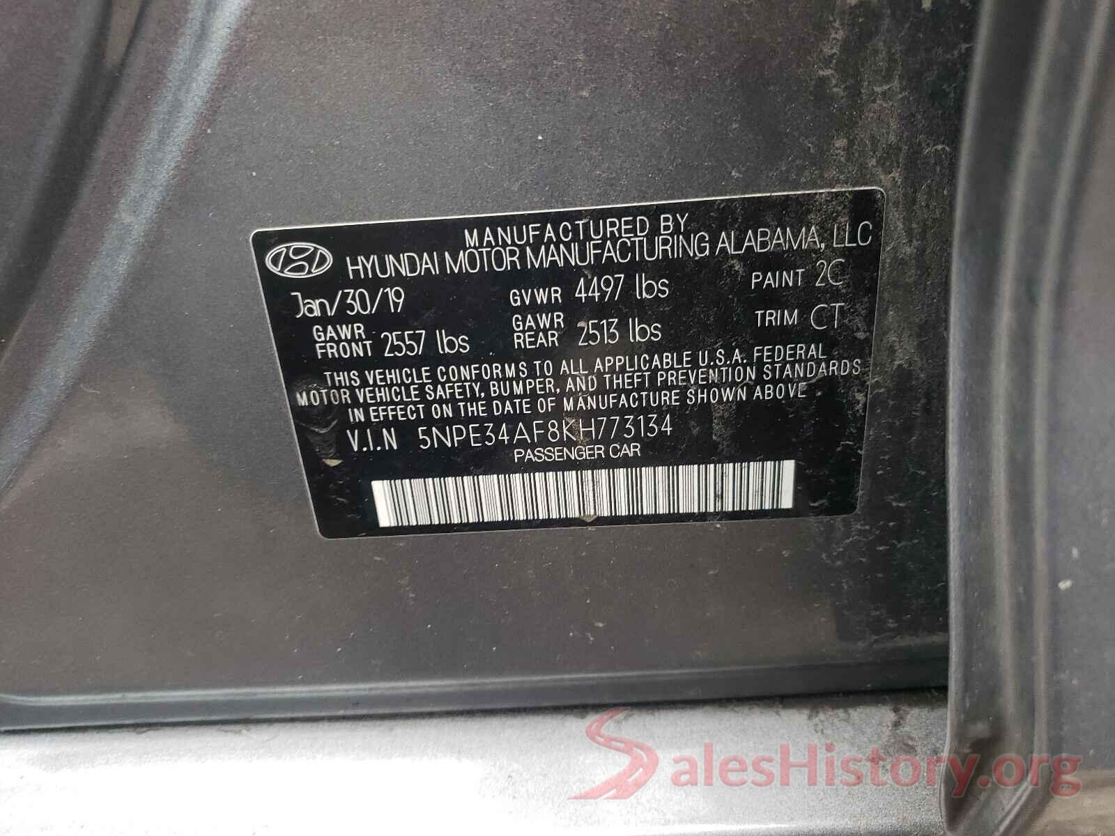 5NPE34AF8KH773134 2019 HYUNDAI SONATA