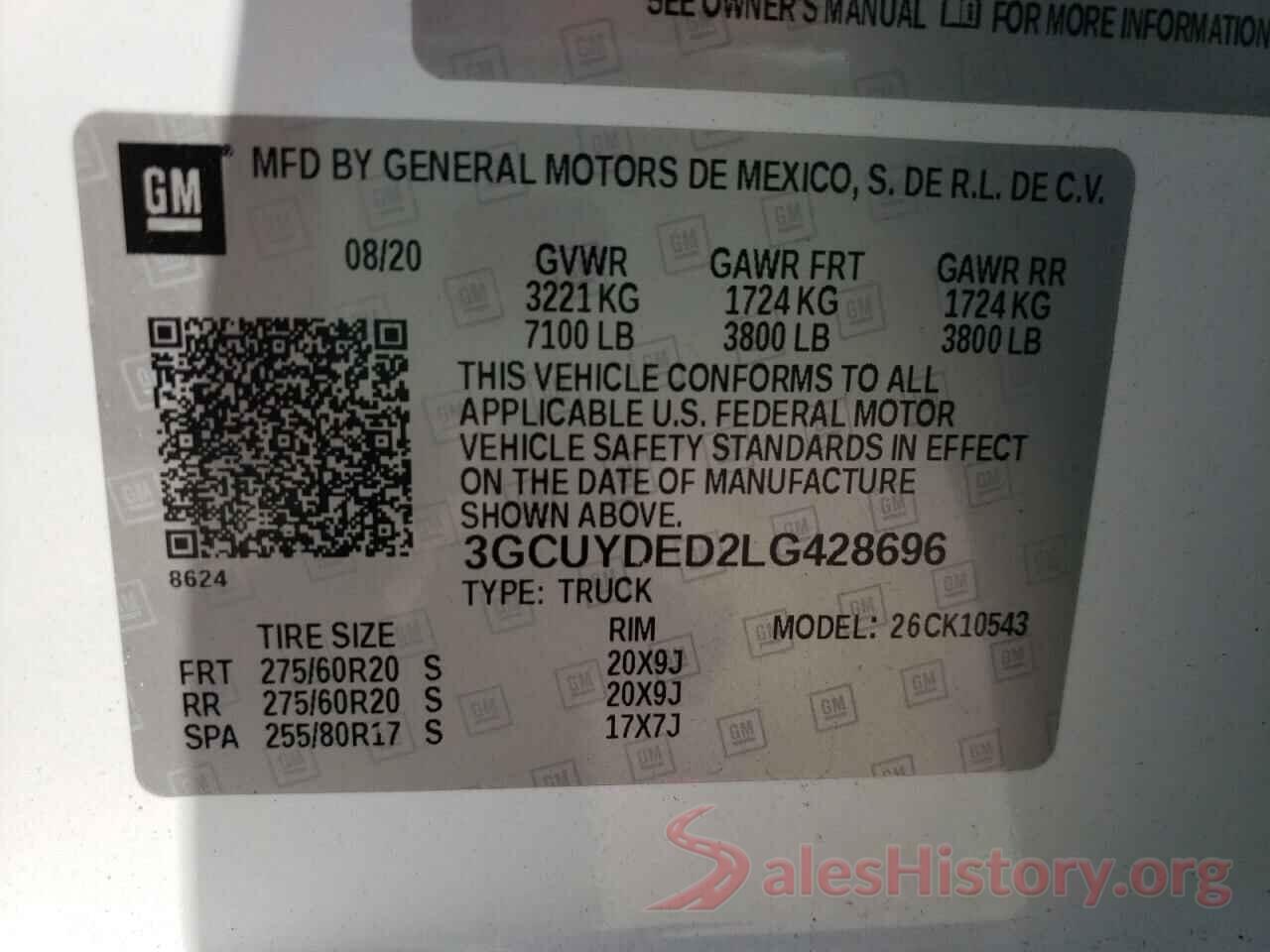 3GCUYDED2LG428696 2020 CHEVROLET SILVERADO