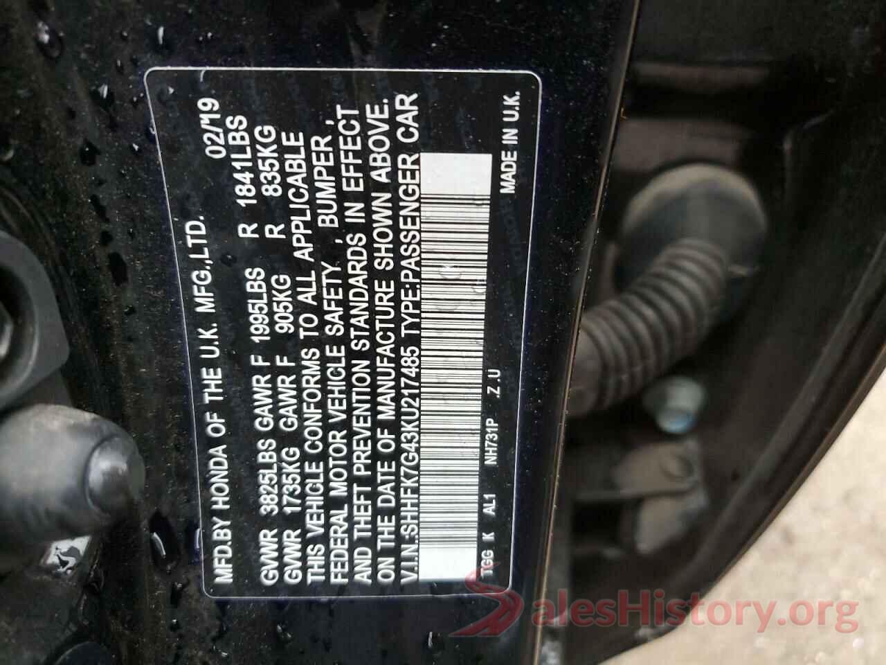 SHHFK7G43KU217485 2019 HONDA CIVIC