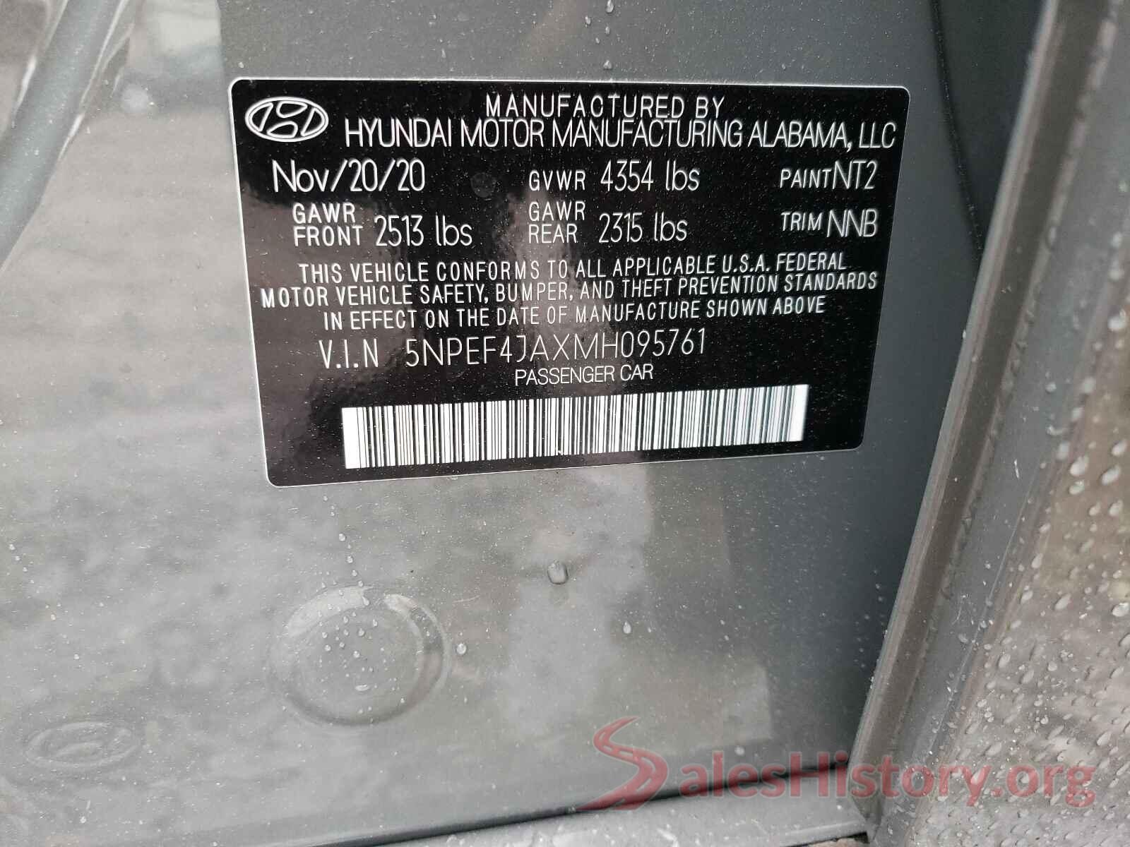 5NPEF4JAXMH095761 2021 HYUNDAI SONATA