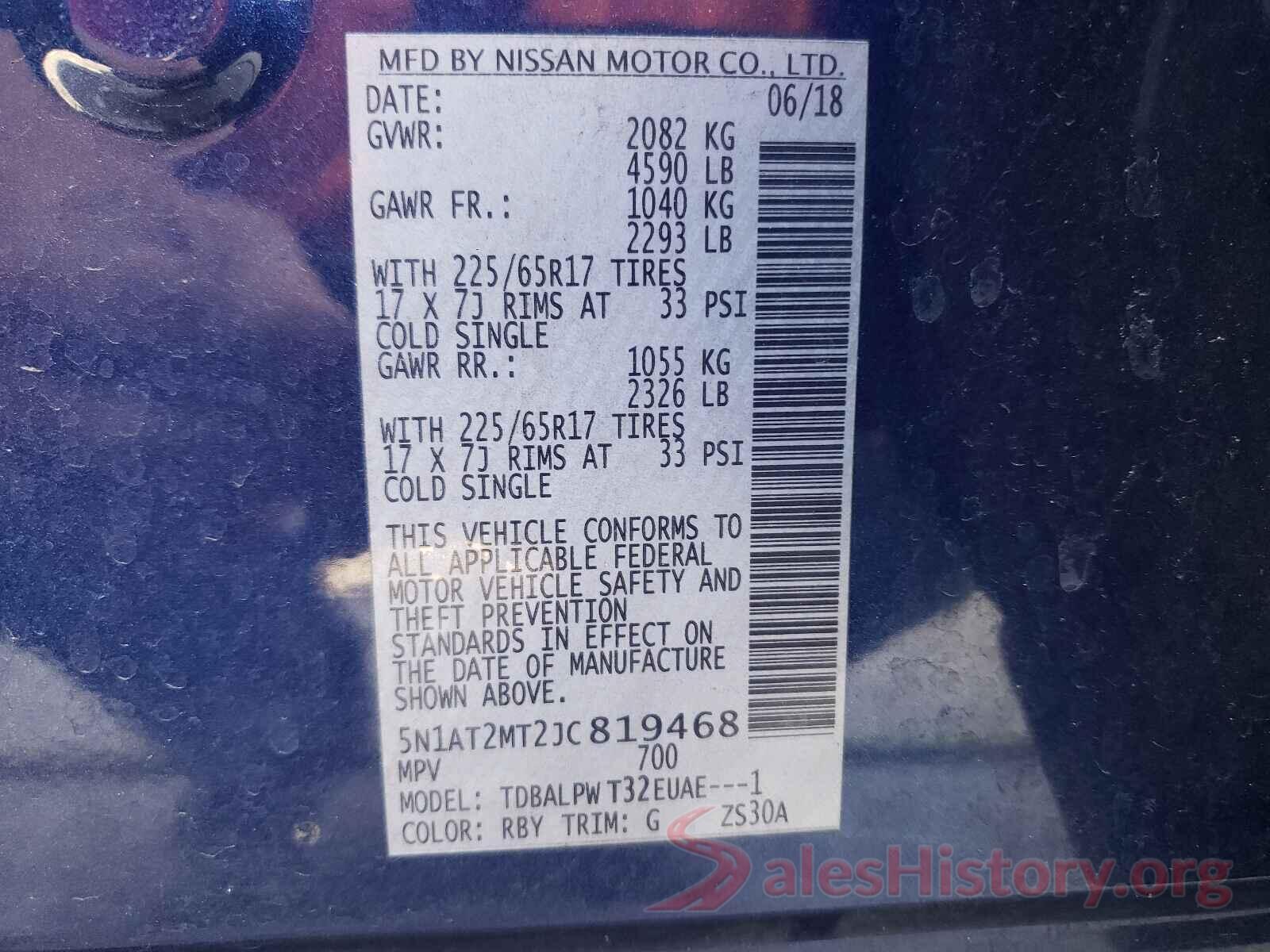 5N1AT2MT2JC819468 2018 NISSAN ROGUE