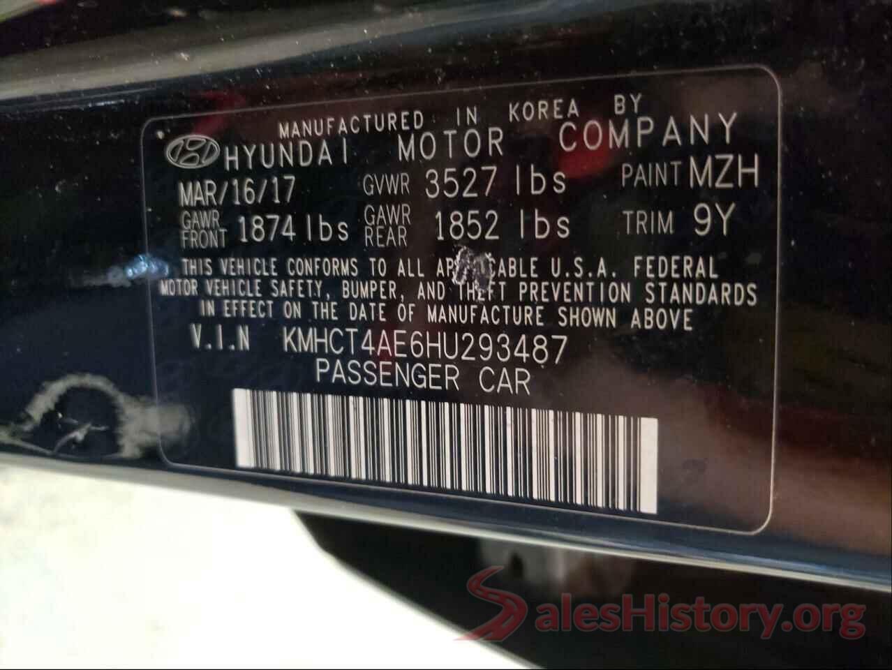 KMHCT4AE6HU293487 2017 HYUNDAI ACCENT