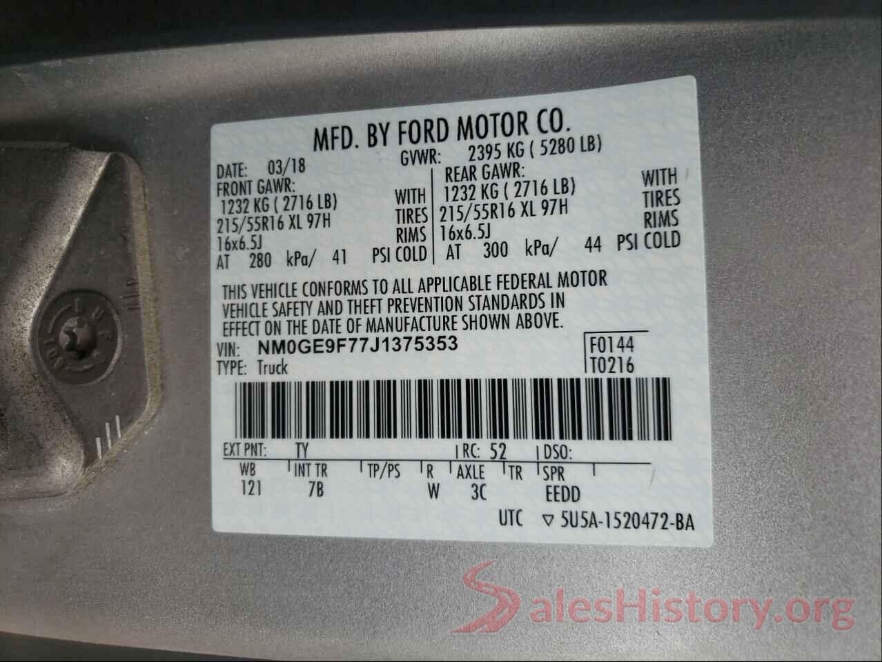 NM0GE9F77J1375353 2018 FORD TRANSIT CO