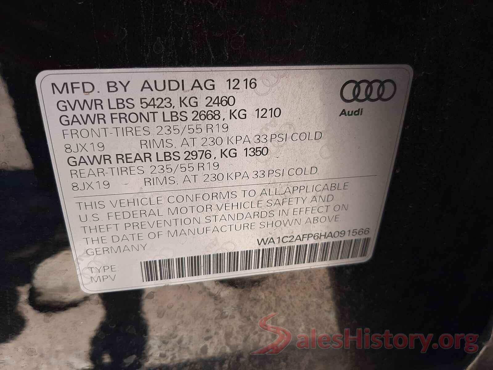 WA1C2AFP6HA091566 2017 AUDI Q5