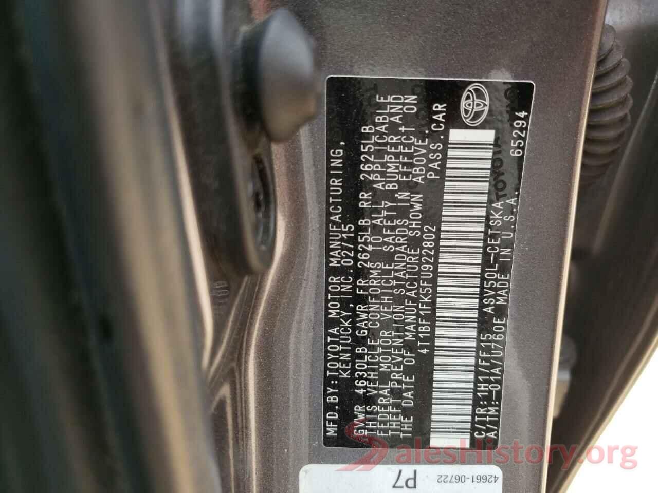 4T1BF1FK5FU922802 2015 TOYOTA CAMRY