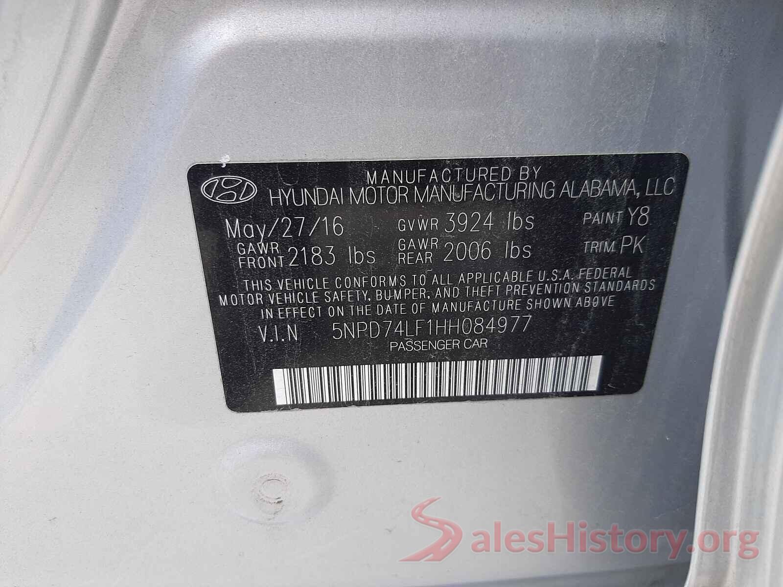 5NPD74LF1HH084977 2017 HYUNDAI ELANTRA