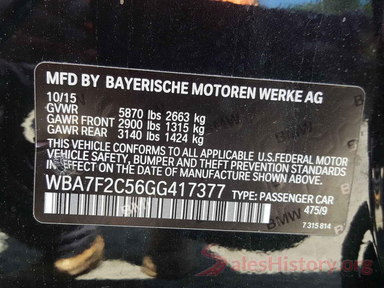 WBA7F2C56GG417377 2016 BMW 7 SERIES