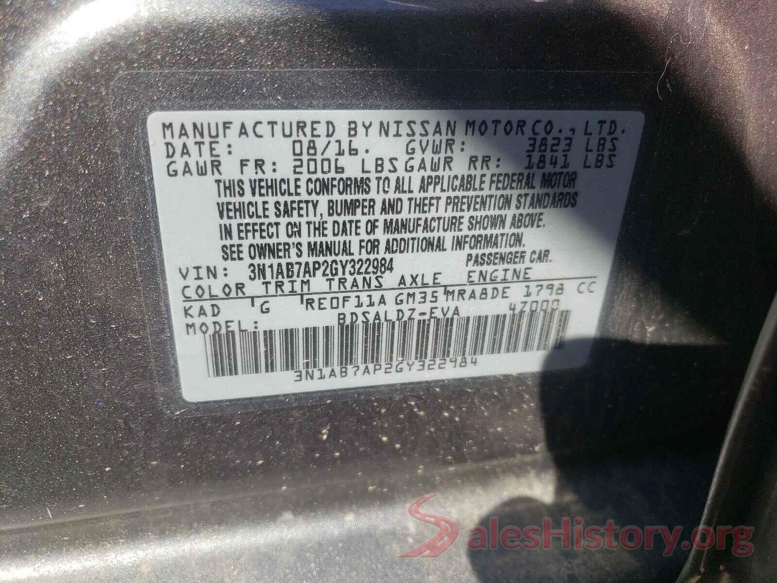 3N1AB7AP2GY322984 2016 NISSAN SENTRA